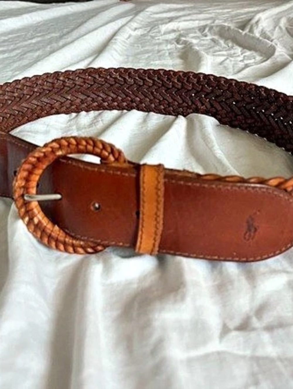 Polo Ralph Lauren Braided Leather Belt in Brown